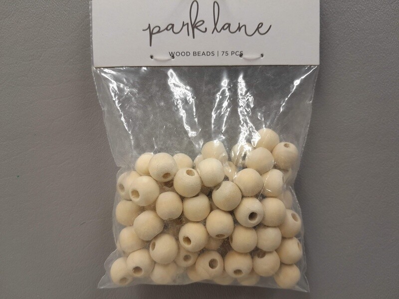 75pc 12mm Wood Beads Natural