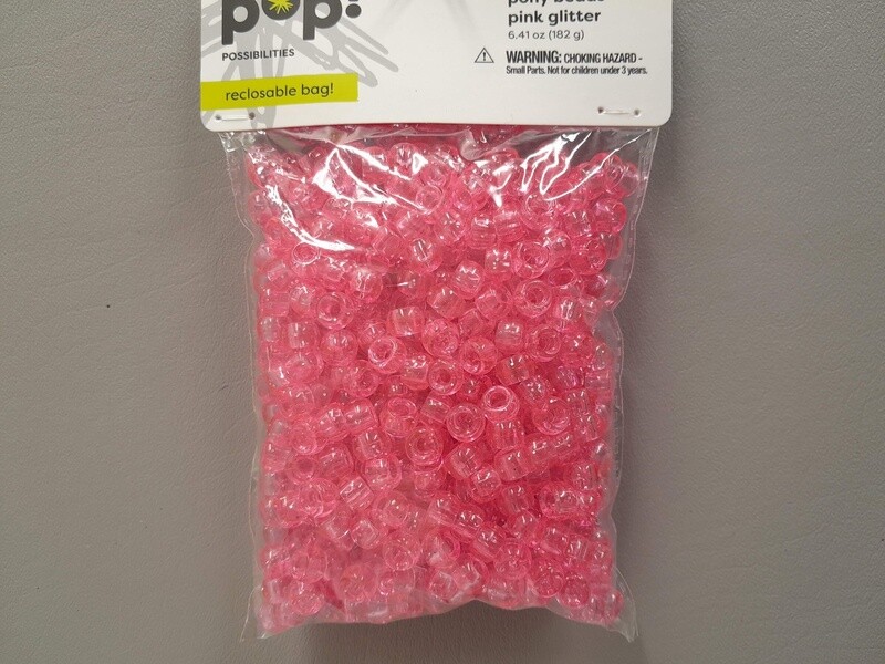 6.41oz Pony Beads Pink Glitter