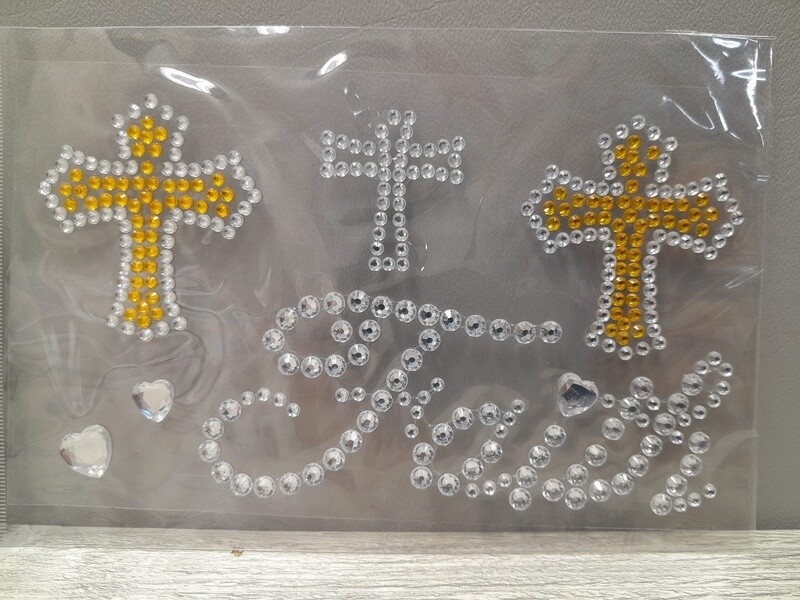 Adhesive Rhinestones Faith Gold/Silver