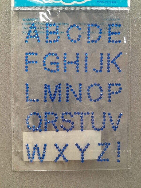 Adhesive Rhinestone Letters Blue