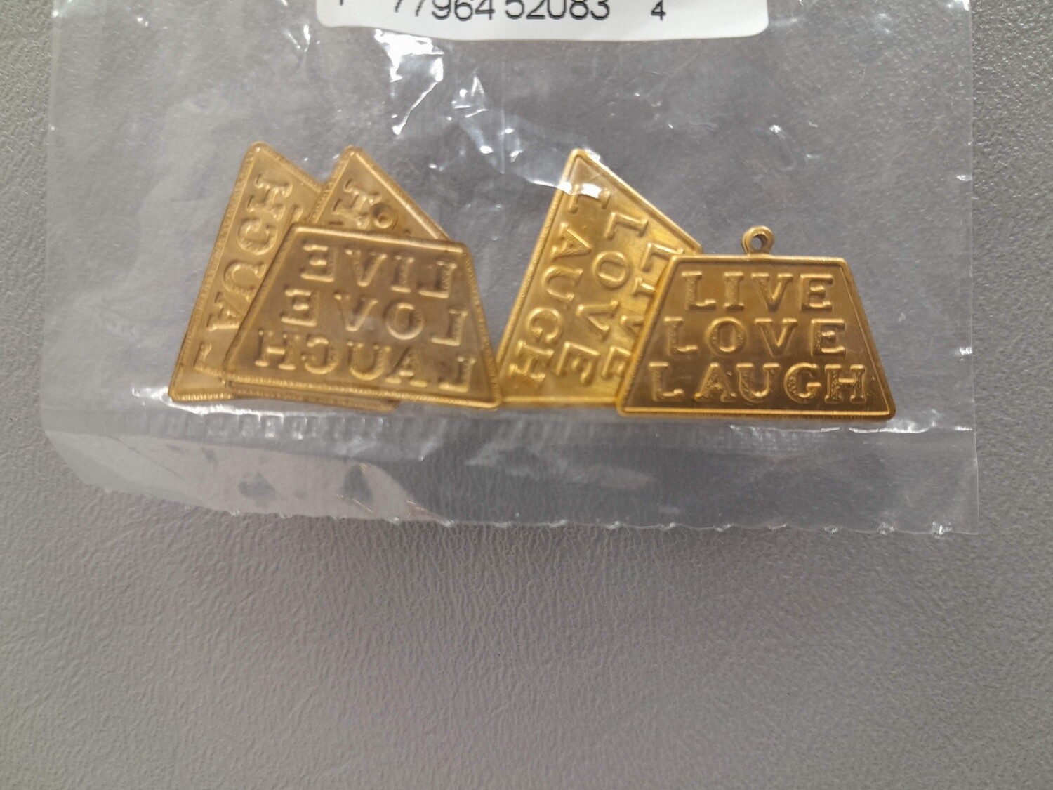 6pc Live/Laugh/Love Charm Brass