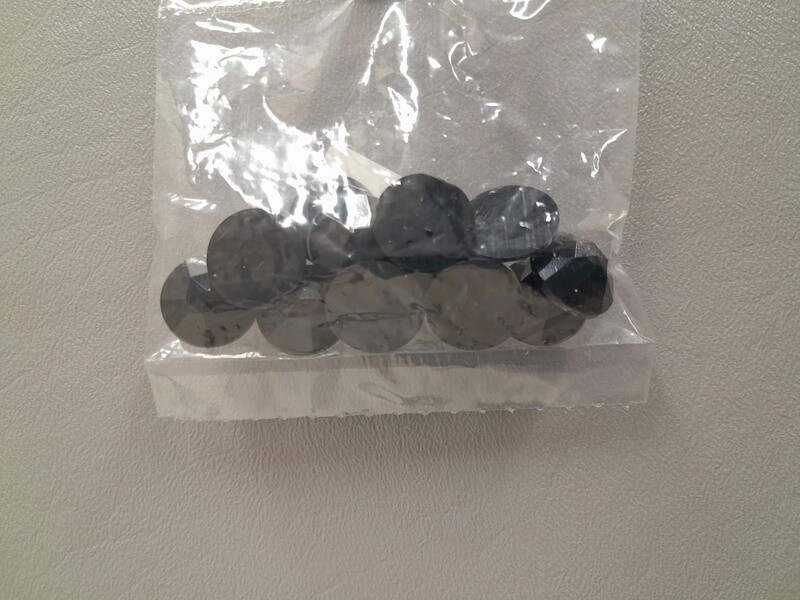 12pc 15mm Rhinestones Black