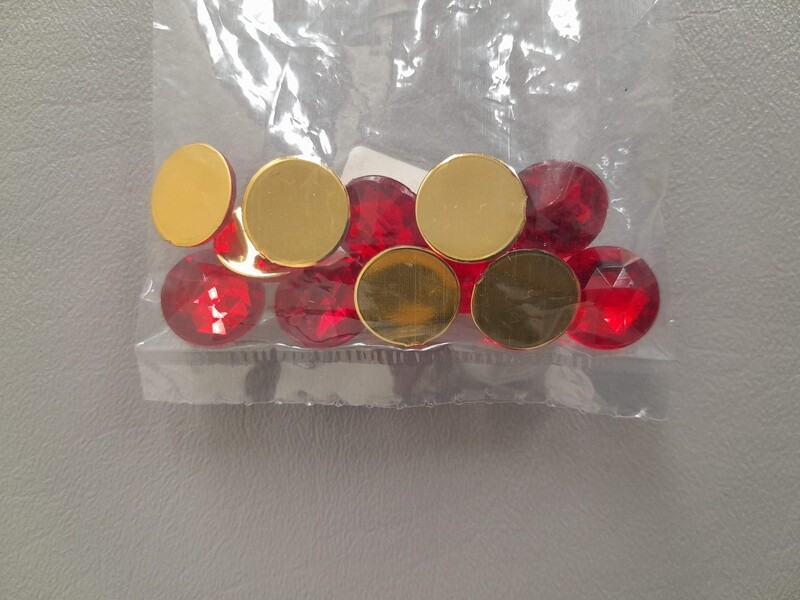 12pc 15mm Rhinestones Red