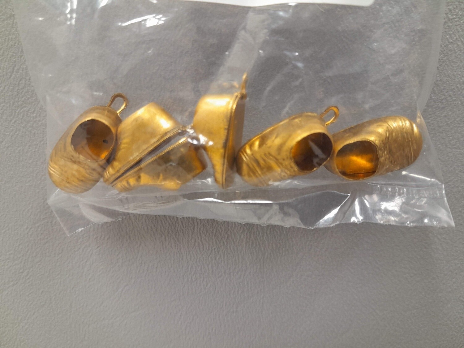 6pc Baby Shoe Charm Brass