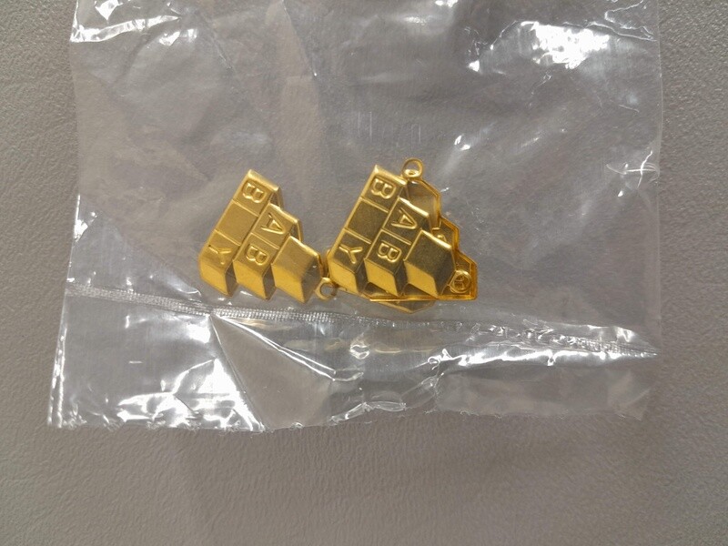 6pc Baby Block Charm Brass