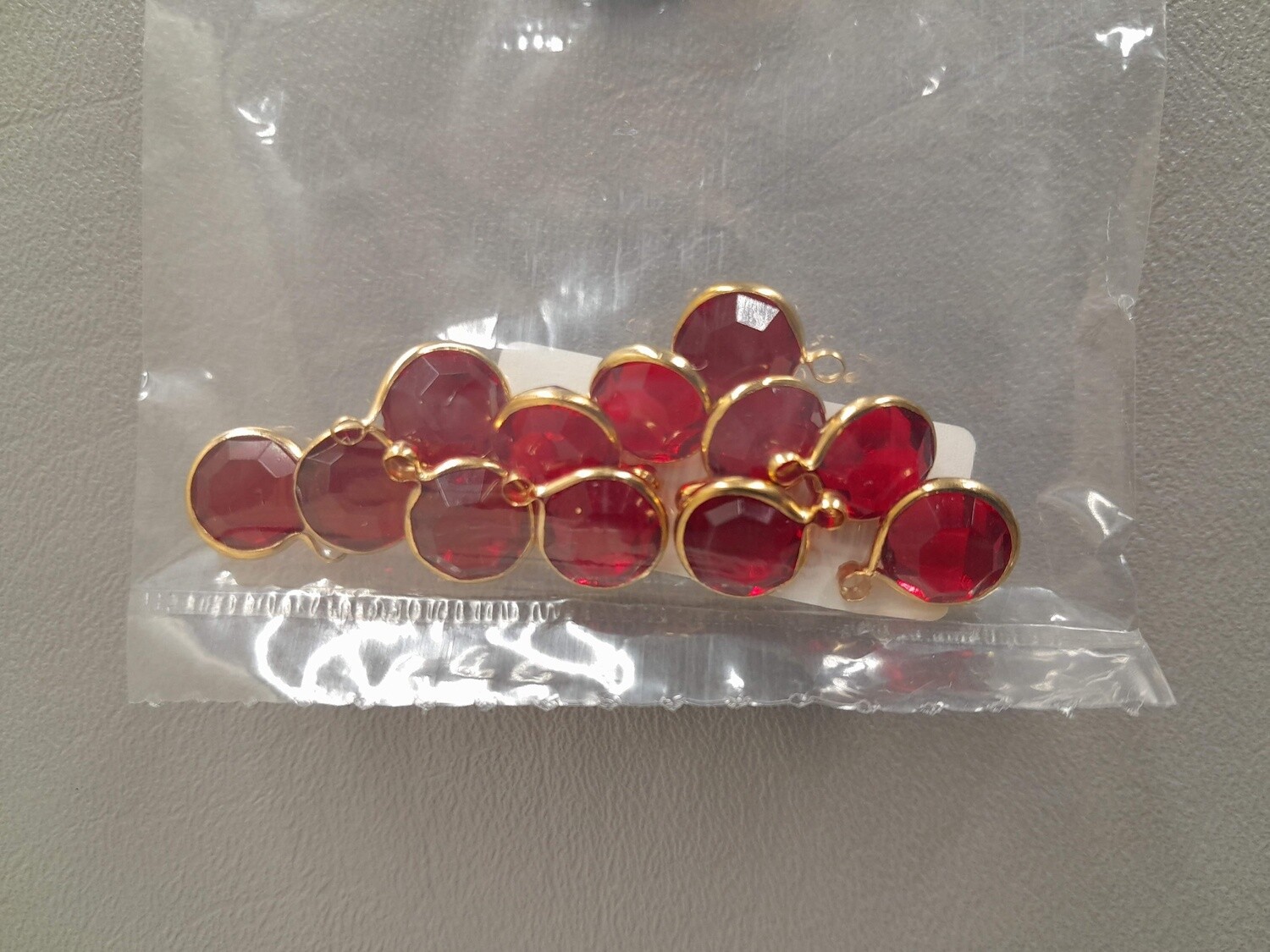 12pc 10mm Rhinestone Charms Red