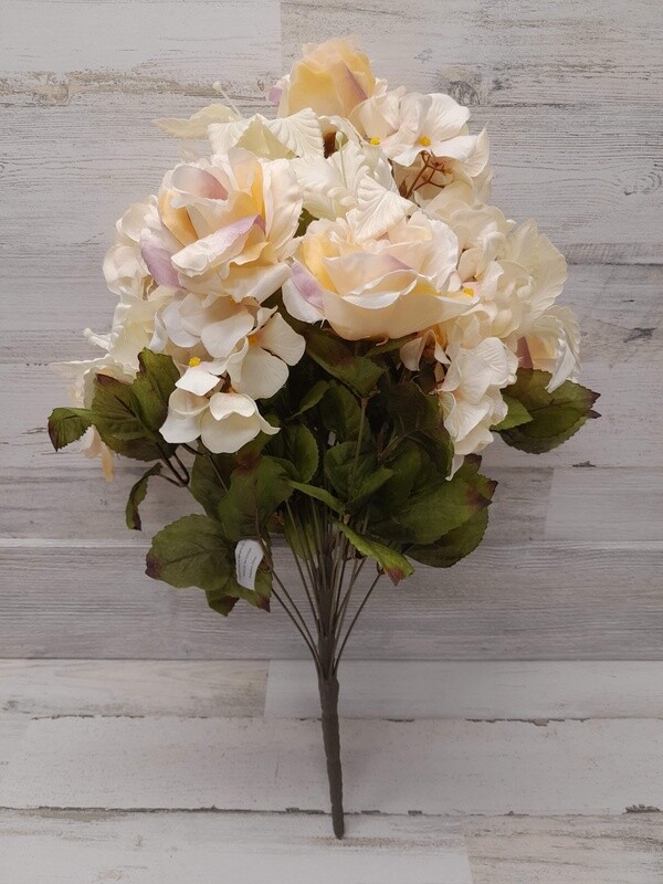 24&quot; Rose/Lily/Hydrangea Bush x21 Cream/Pink