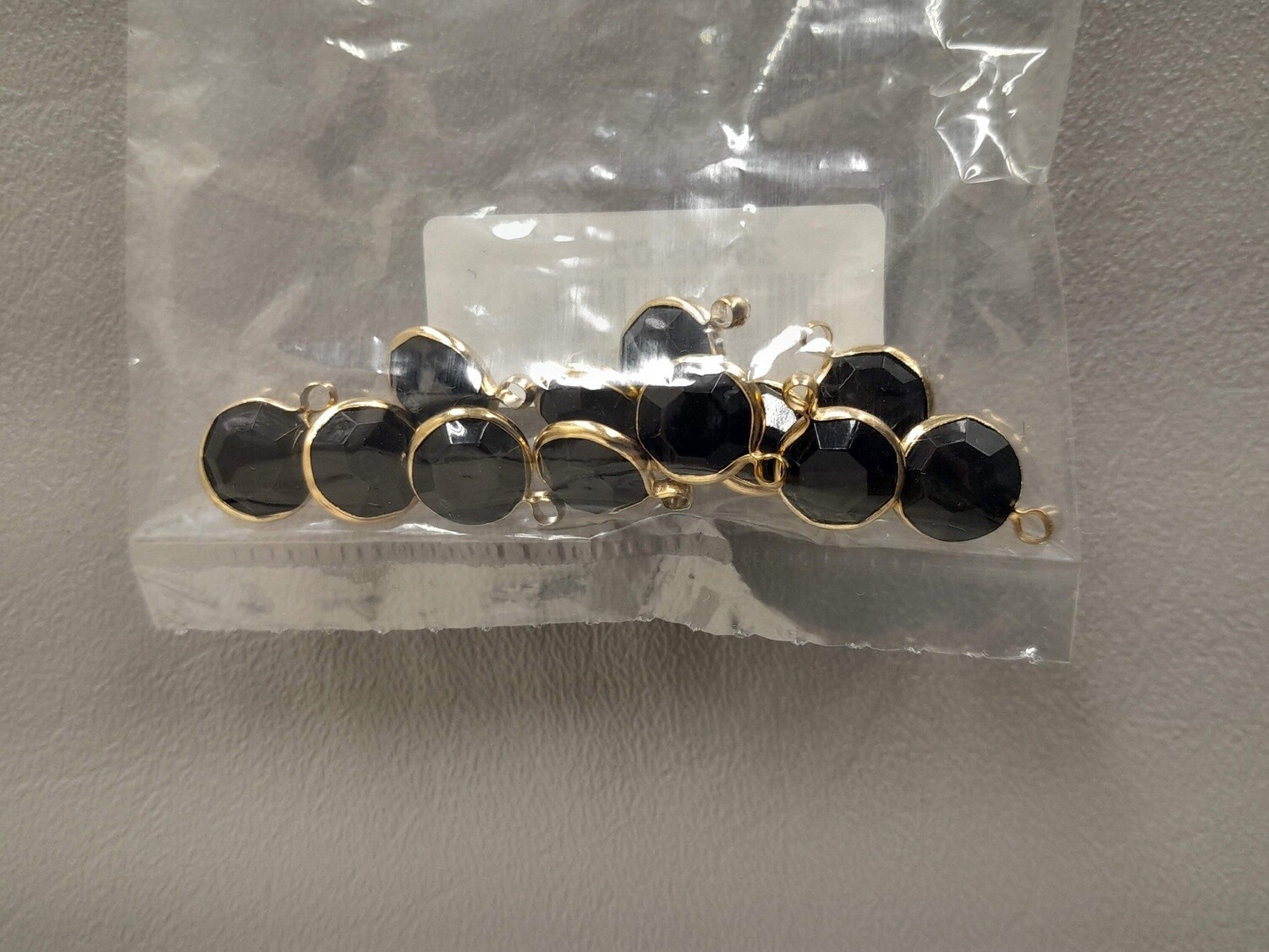12pc 10mm Rhinestone Charms Black