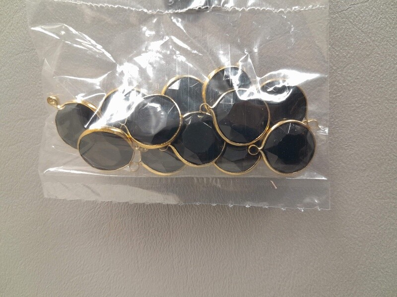 12pc 18mm Rhinestone Charms Black