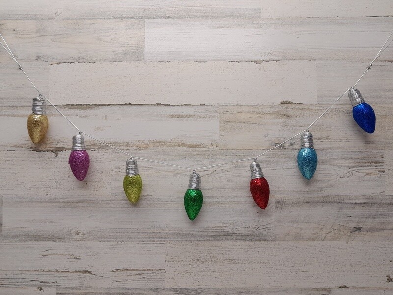 53&quot; Glitter Light Bulb Garland Multi