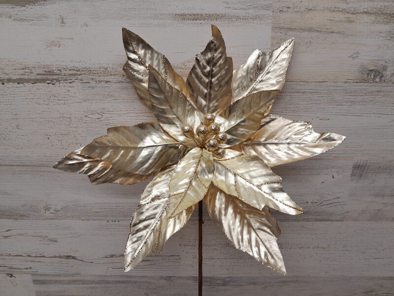 20&quot; Metallic Poinsettia Champagne