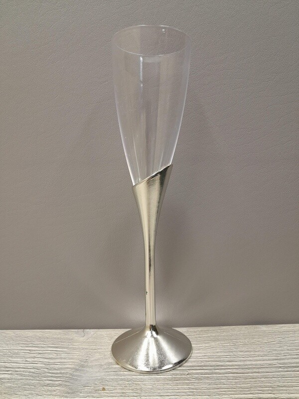 9&quot; Plastic Champagne Flute Clear/Silver