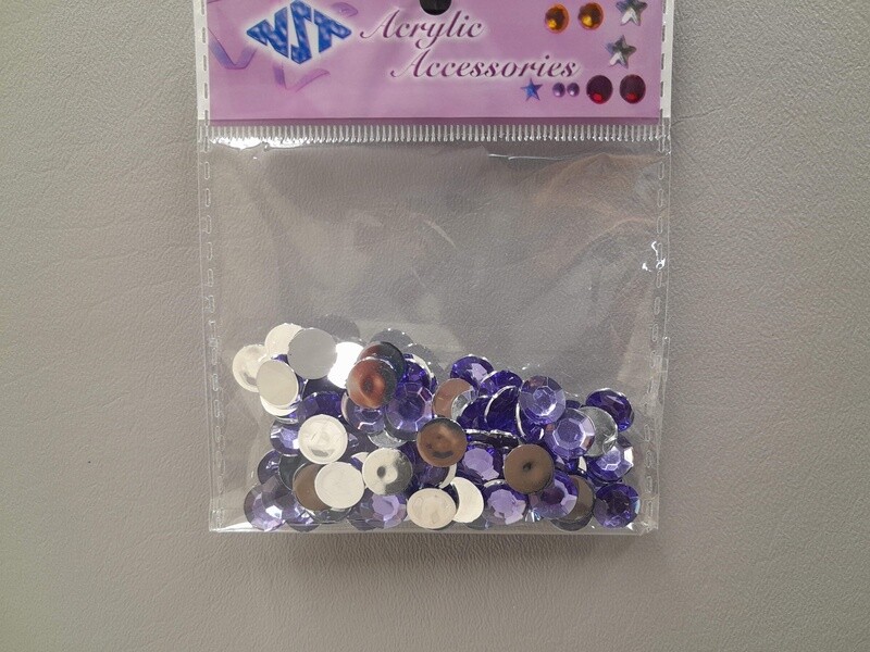 100pc 9mm Round Acrylic Rhinestones  Purple