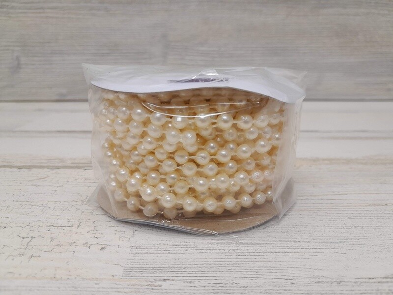 12yd 6mm Plastic MOT Pearl Strand Cream