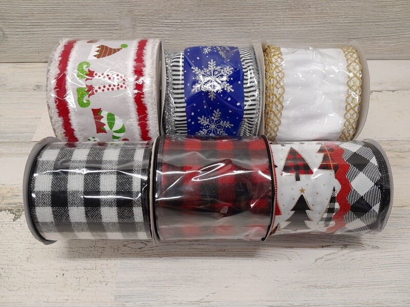 4&quot;x10yd Assorted Christmas  Ribbon
