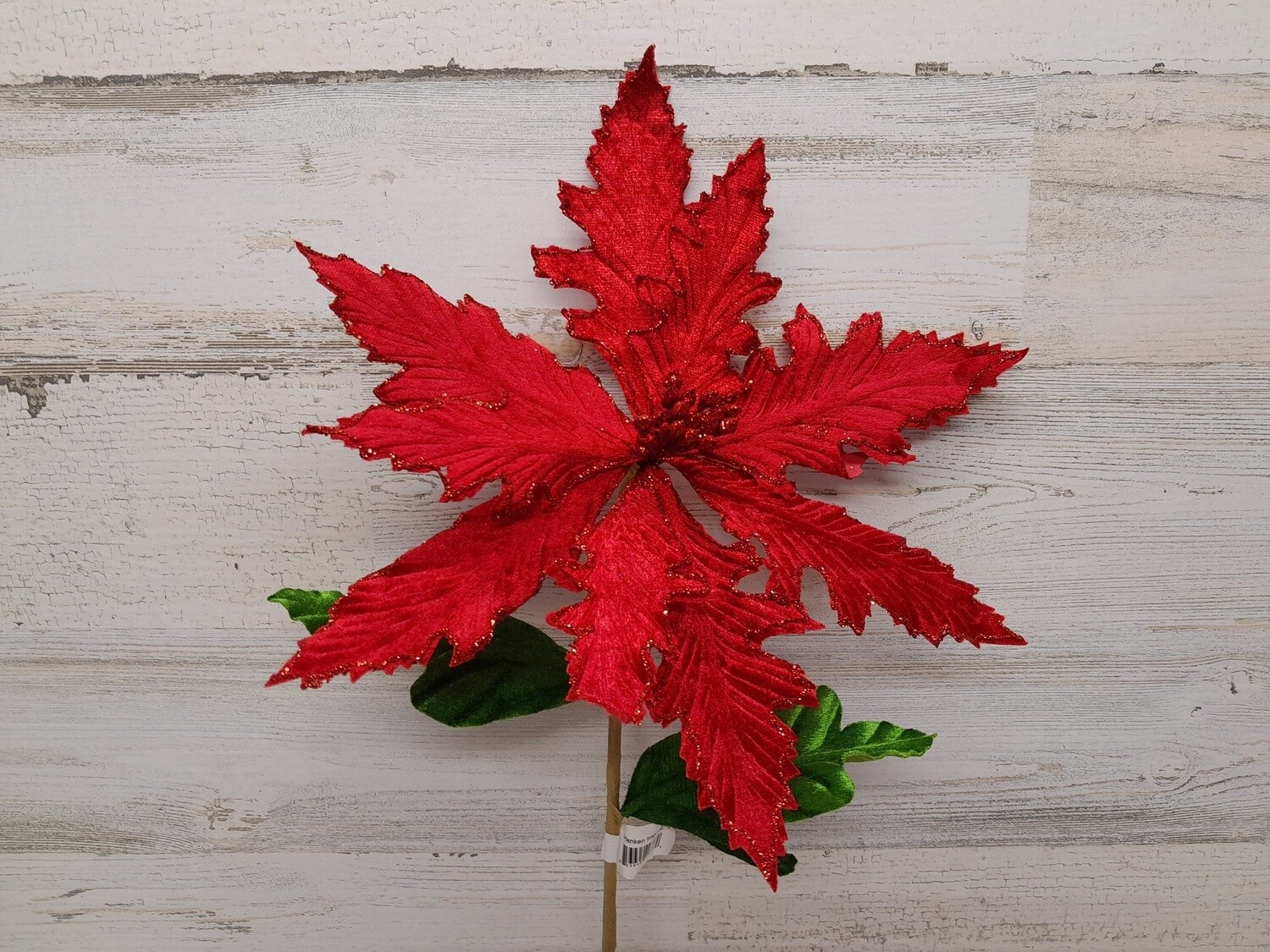 24&quot; Glitter Velvet Poinsettia Spray Red