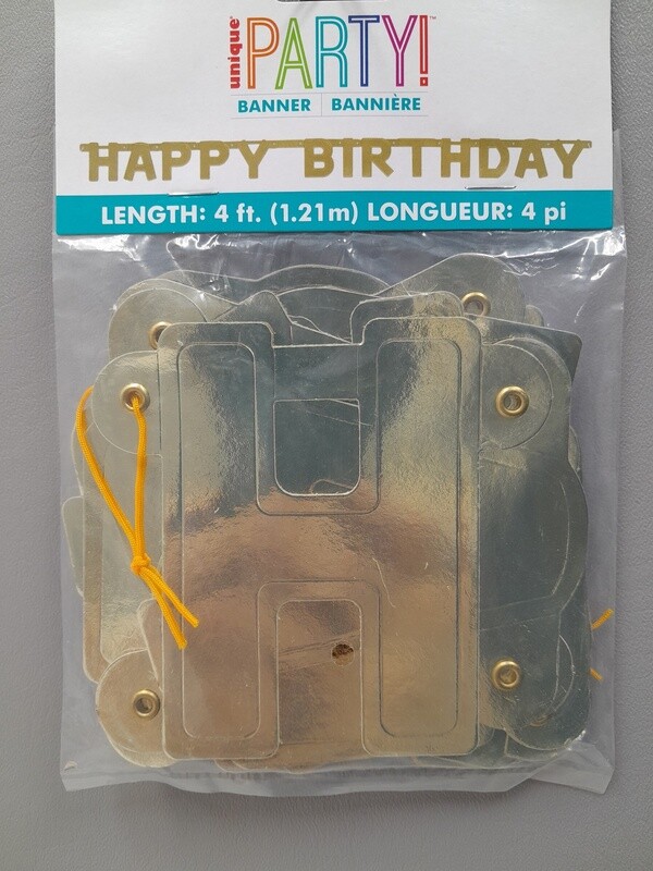 4&#39; Happy Birthday Banner Gold