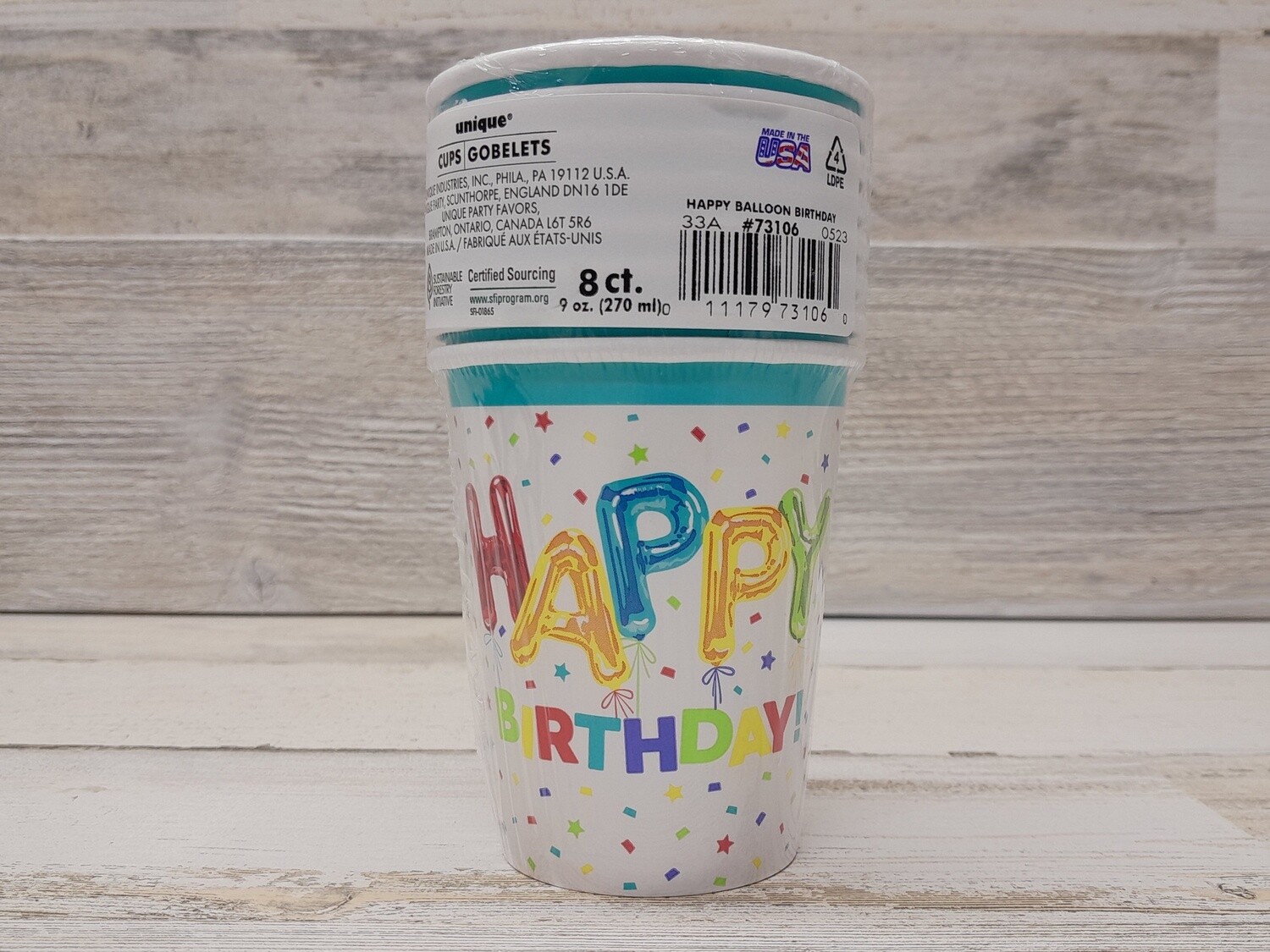 8pc 9oz Birthday Cups