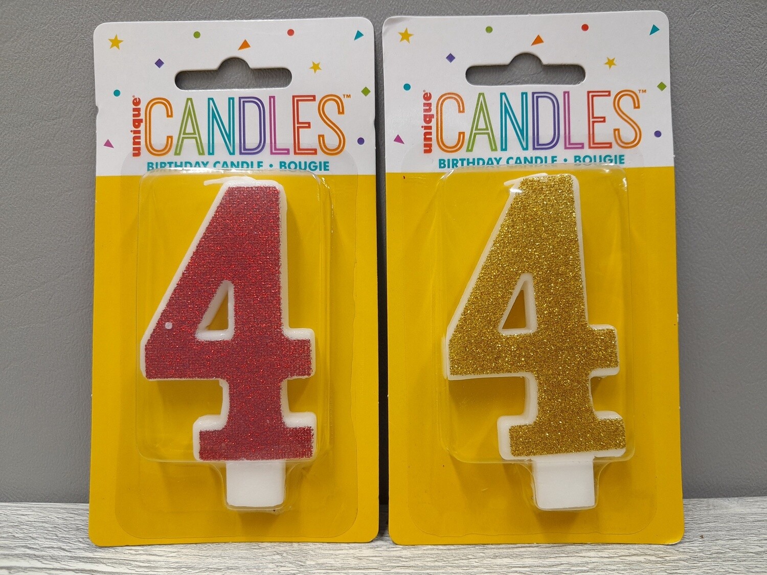 3.5&quot; #4 Glitter Candle Assorted