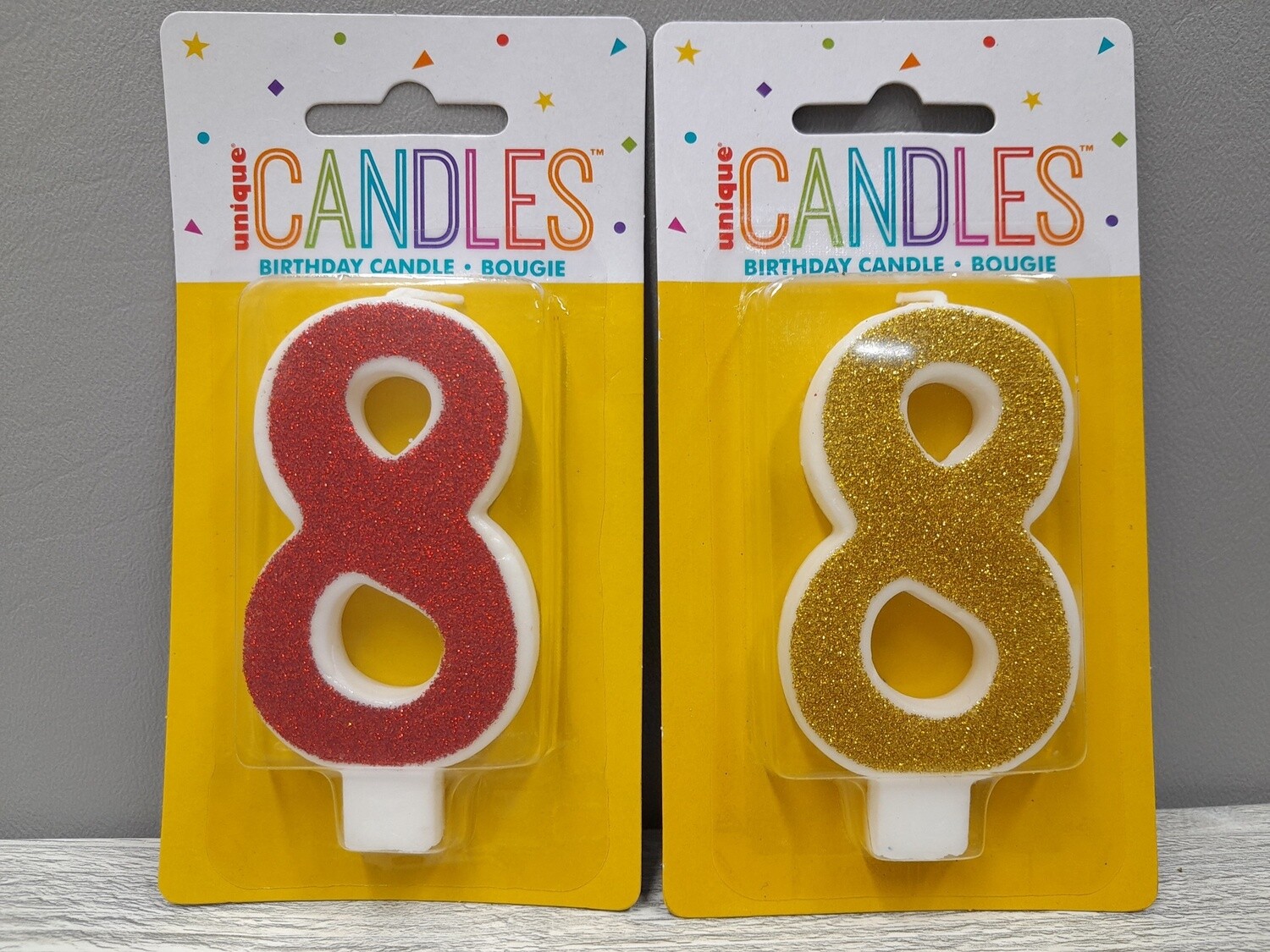 3.5&quot; #8 Glitter Candle Assorted