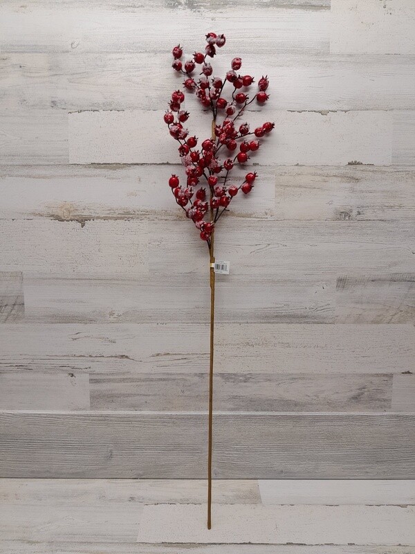 36&quot; Iced Hawthorne Spray Red