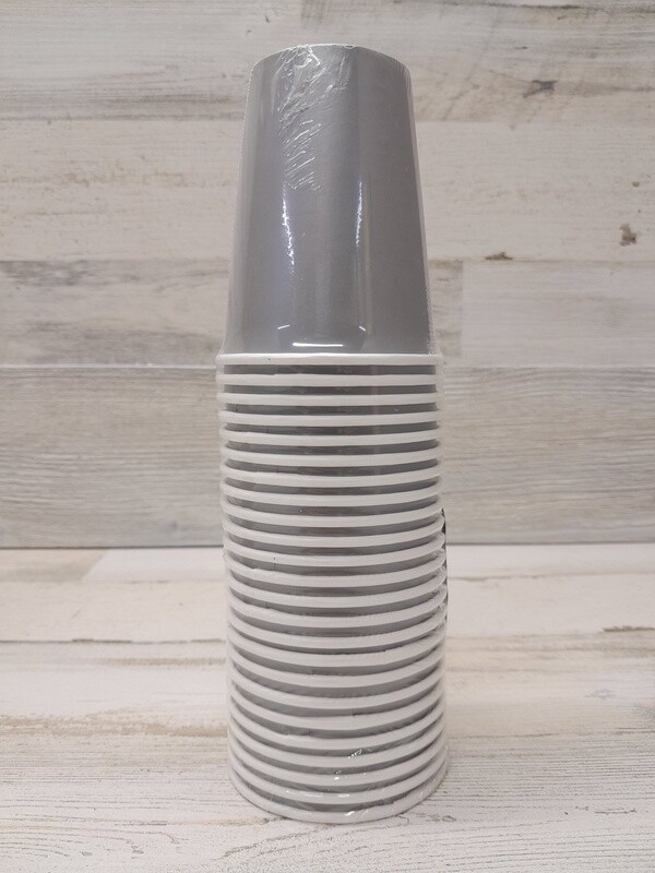 *24pc 9oz Paper Cups Shimmering Silver