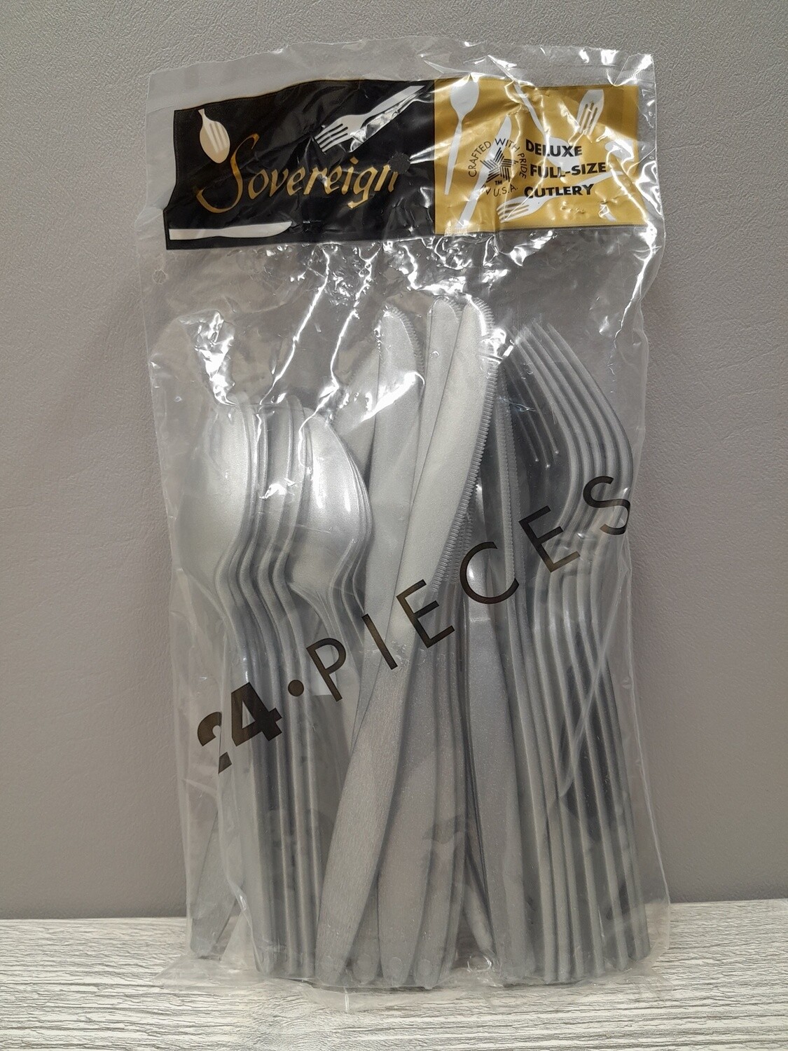 24pc Plastic Cutlery Silver