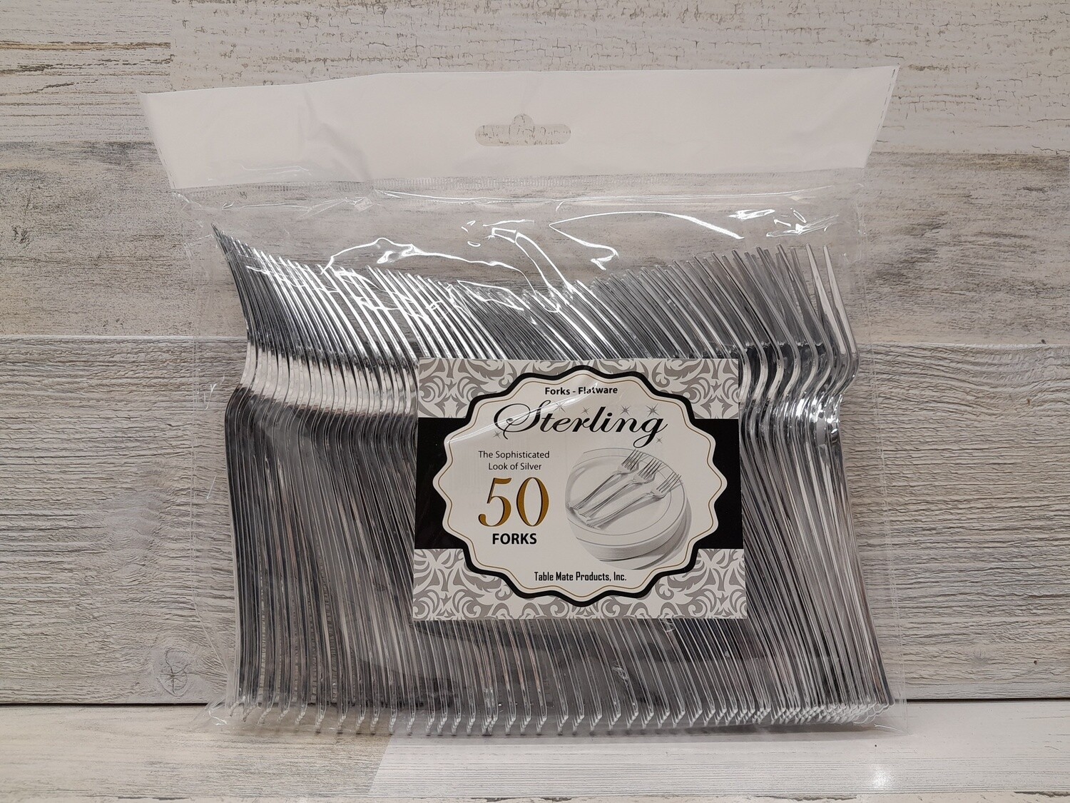 50pc Plastic Forks Silver