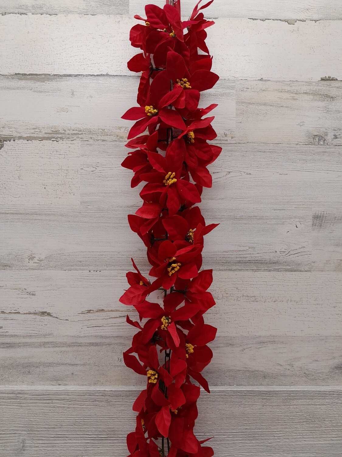 6&#39; Mini Poinsettia Garland Red