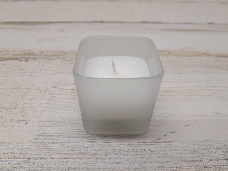 1pc 2&quot; Square Frosted Filled Votive White