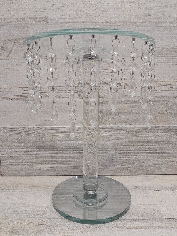 12.5&quot;x10&quot; Round Crystal Centerpiece/Cake Stand w/Crystal Strands