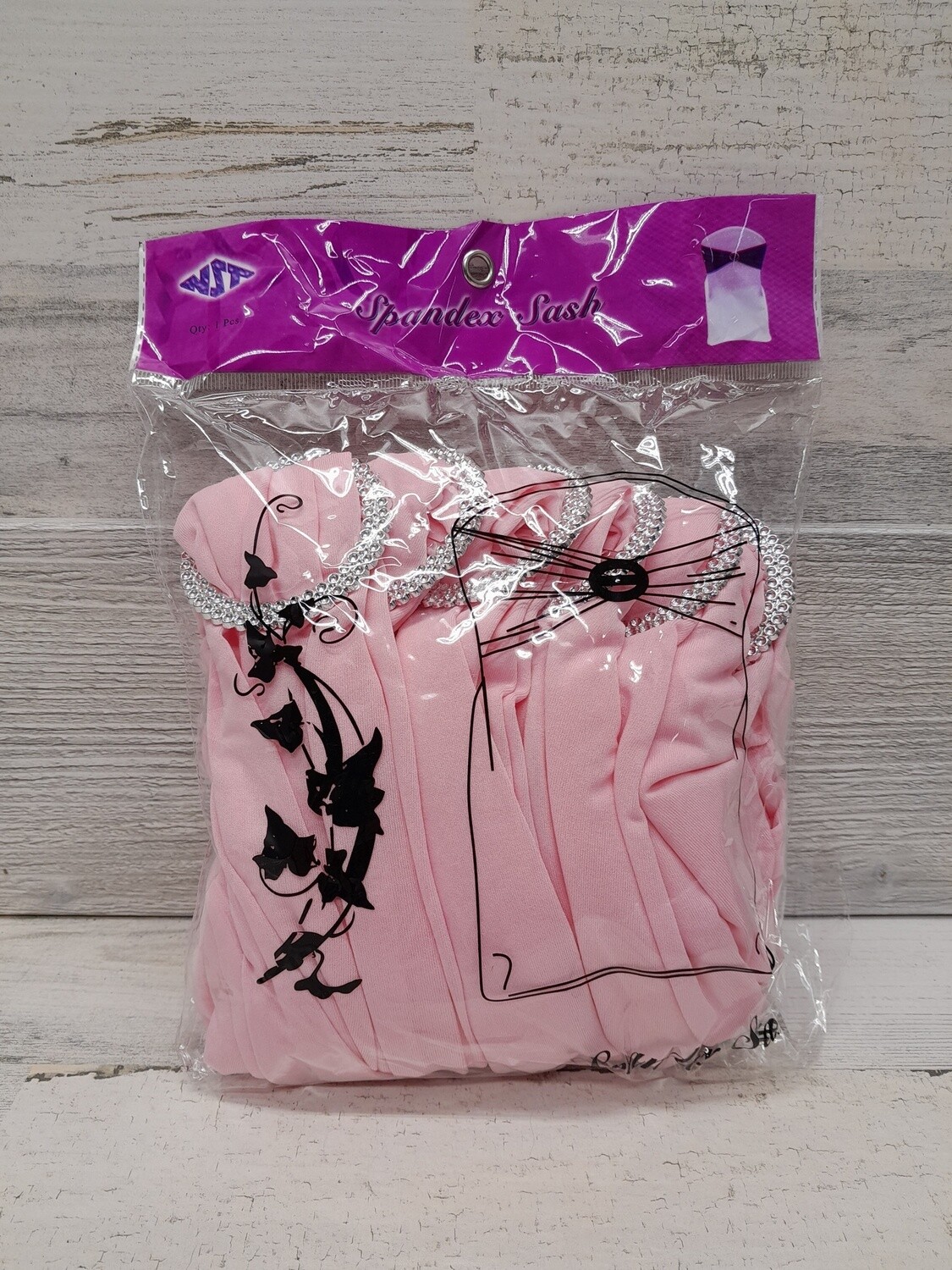 6pc 12&quot; Spandex Sash w/Buckle Pink