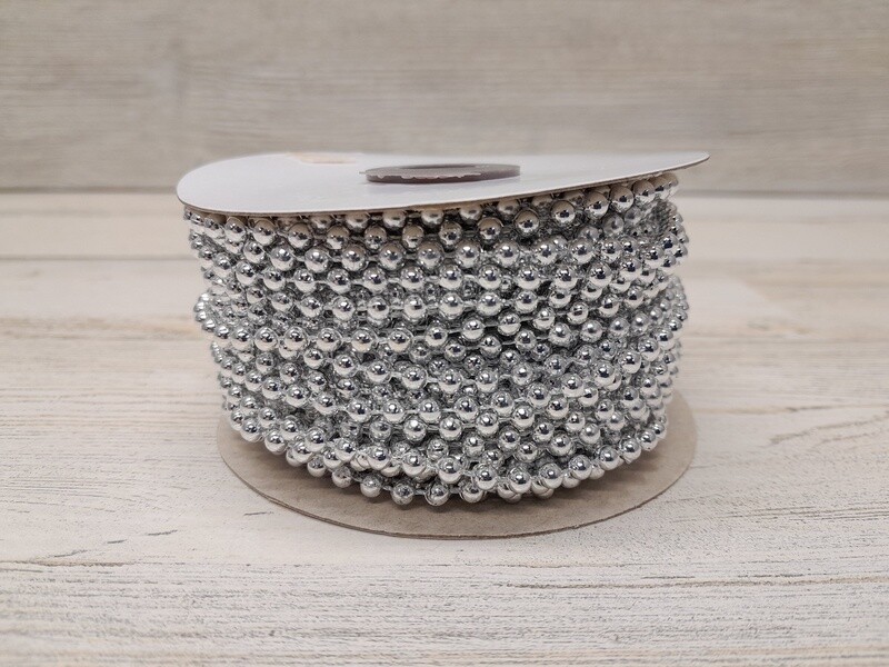 24yd 4mm Plastic MOT Pearl Strand Silver