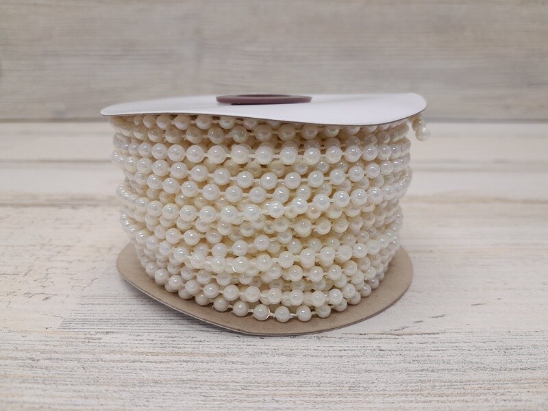 24yd 4mm Plastic MOT Pearl Strand White Iridescent