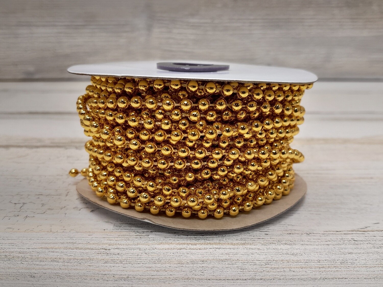 24yd 4mm Plastic MOT Pearl Strand Gold