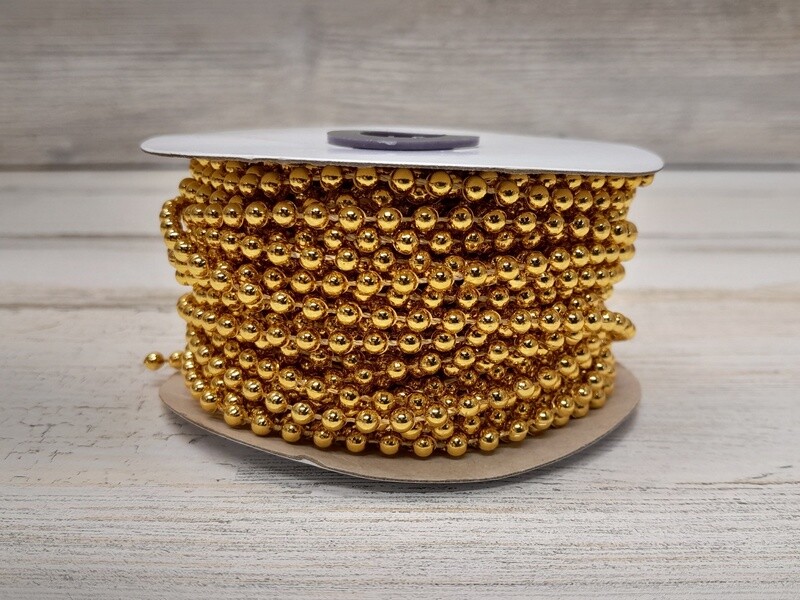 24yd 4mm Plastic MOT Pearl Strand Gold