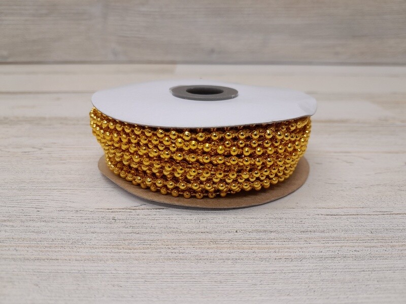 24yd 3mm Plastic MOT Pearl Strand Gold