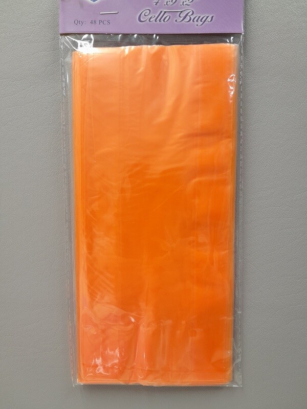 48pc 4&quot;x9&quot;x2&quot; Cellophane Loot Bags Orange