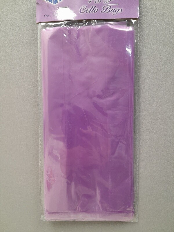 48pc 4&quot;x9&quot;x2&quot; Cellophane Loot Bags Purple