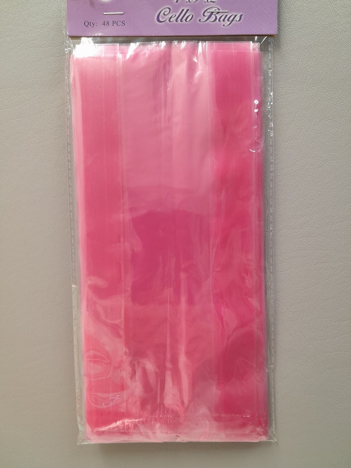 48pc 4&quot;x9&quot;x2&quot; Cellophane Loot Bags Fuchsia