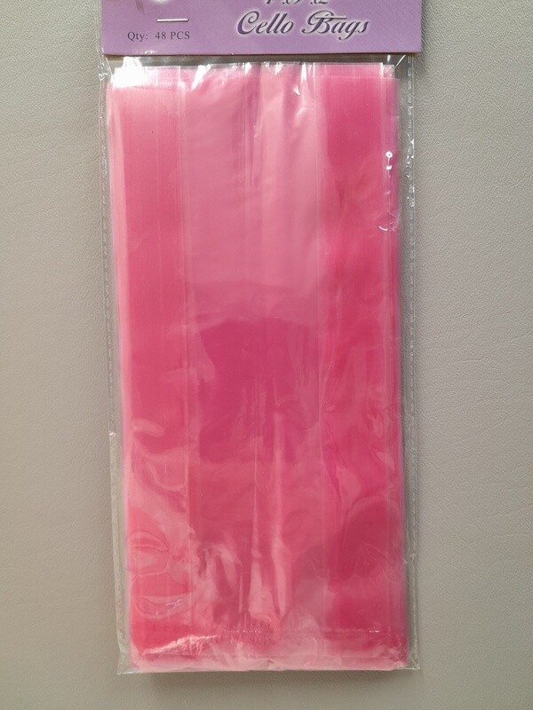 48pc 4&quot;x9&quot;x2&quot; Cellophane Loot Bags Fuchsia