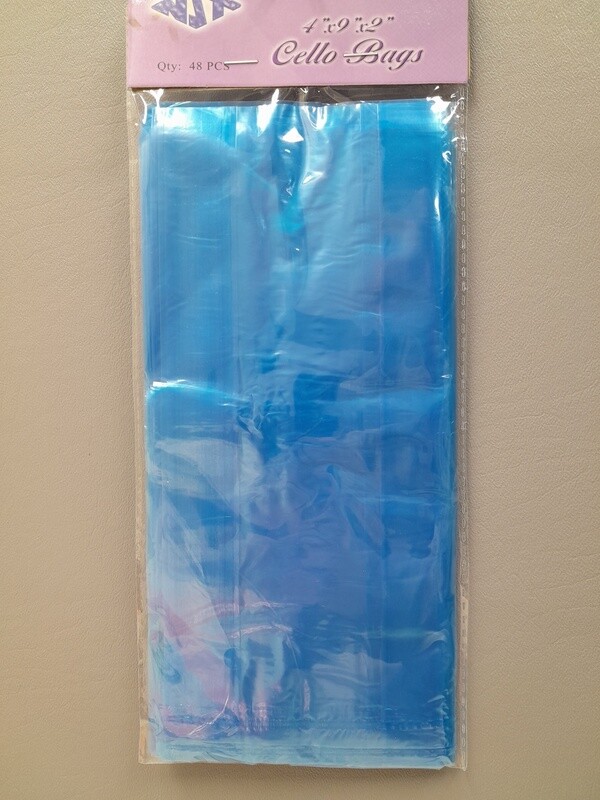 48pc 4&quot;x9&quot;x2&quot; Cellophane Loot Bags Turquoise