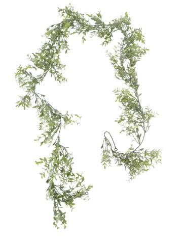 74.5&quot; Boxwood Baby&#39;s Breath Garland Green/White