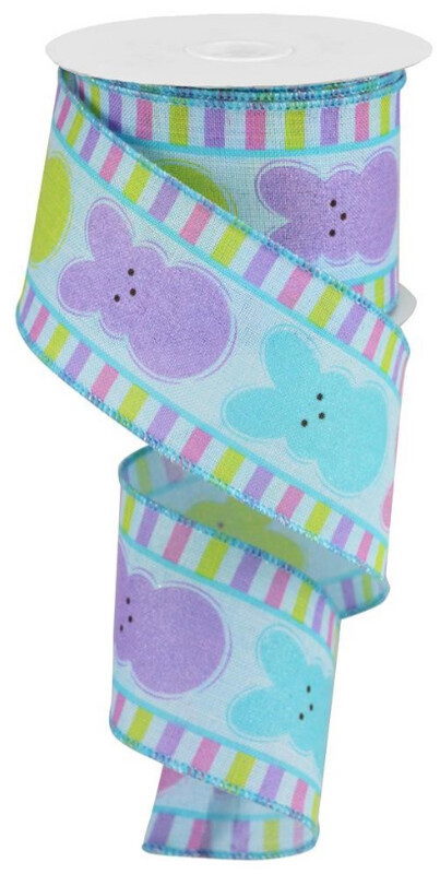 2.5&quot;x10yd Glitter Sugar Bunny on Royal Ribbon Yellow/Pink/Turquoise/Lavender/Lt Blue