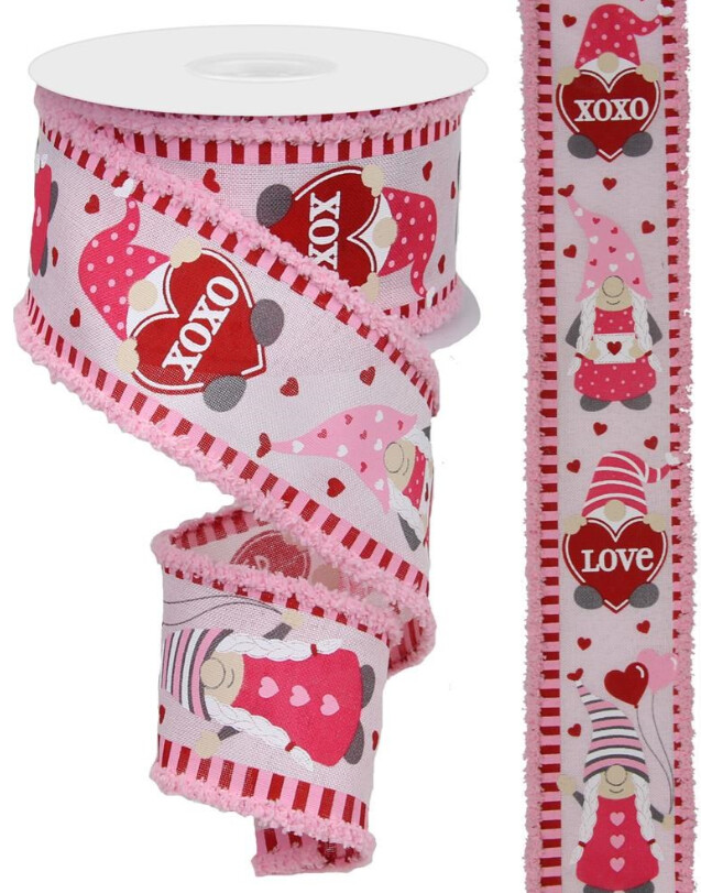 2.5&quot;x10yd Valentine Gnomes Ribbon w/Drift