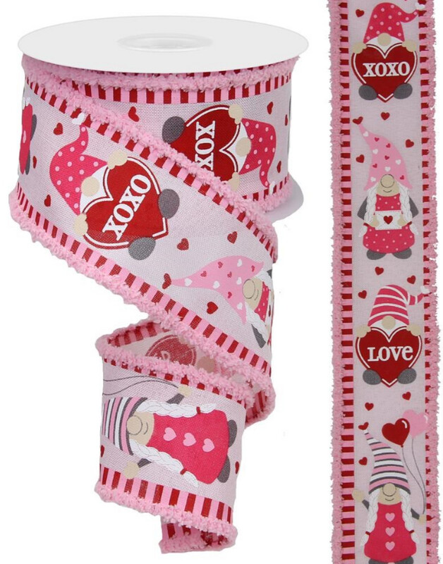 2.5&quot;x10yd Valentine Gnomes Ribbon w/Drift