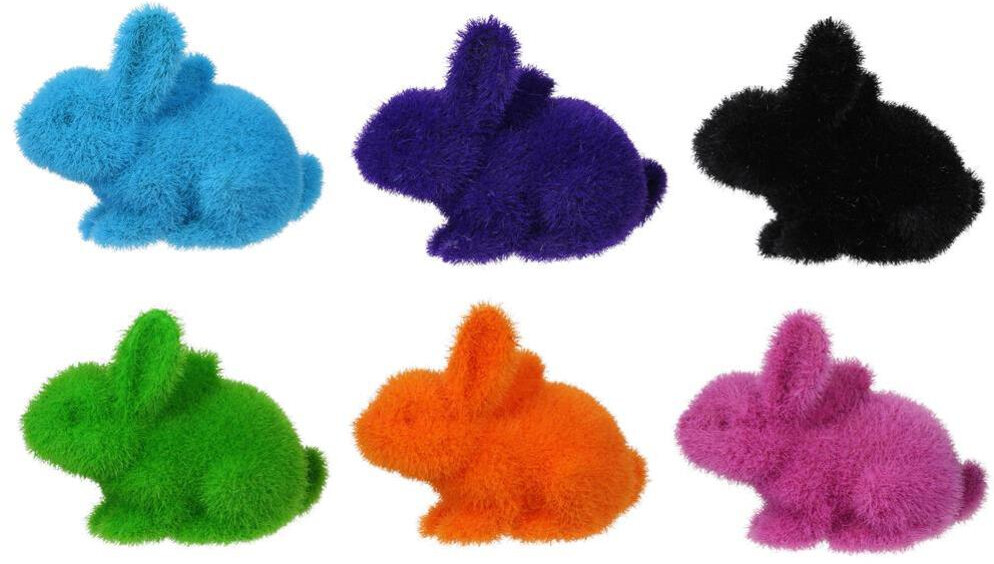 4&quot;x3&quot; Flocked Laying Rabbit Assorted