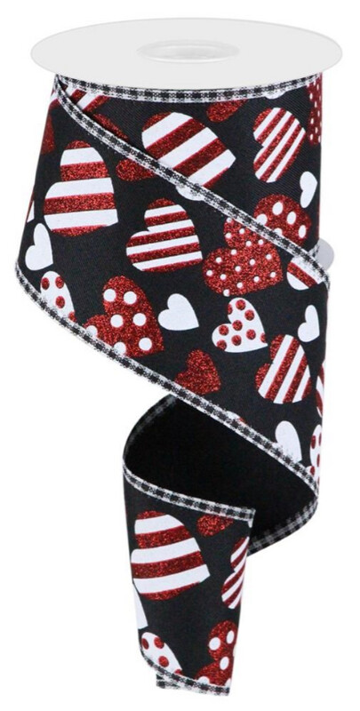 2.5&quot;x10yd Valentine Hearts/Gingham Ribbon