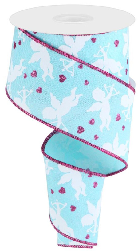 2.5&quot;x10yd Cupid On Royal Teal/Fuchsia/White