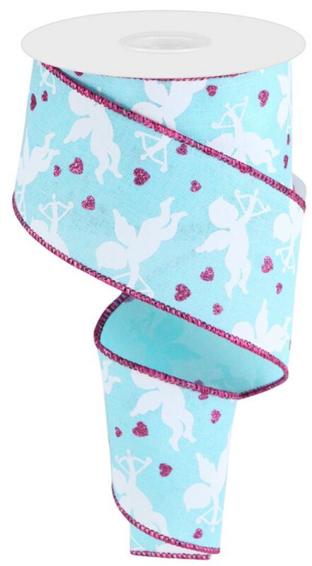 2.5&quot;x10yd Cupid On Royal Teal/Fuchsia/White